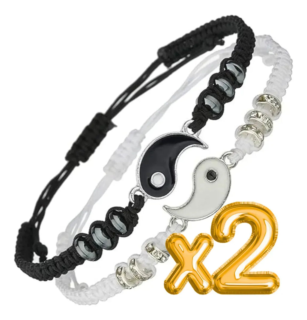 Pulsera De Pareja Yin Yang Brazalete Promesa Amor 1par Full Diámetro 15 cm