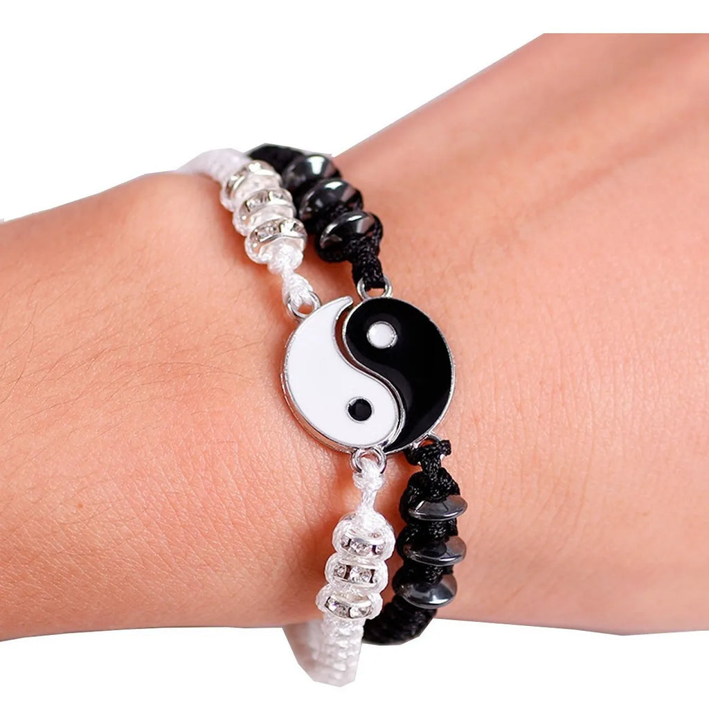 Pulsera De Pareja Yin Yang Brazalete Promesa Amor 1par Full Diámetro 15 cm