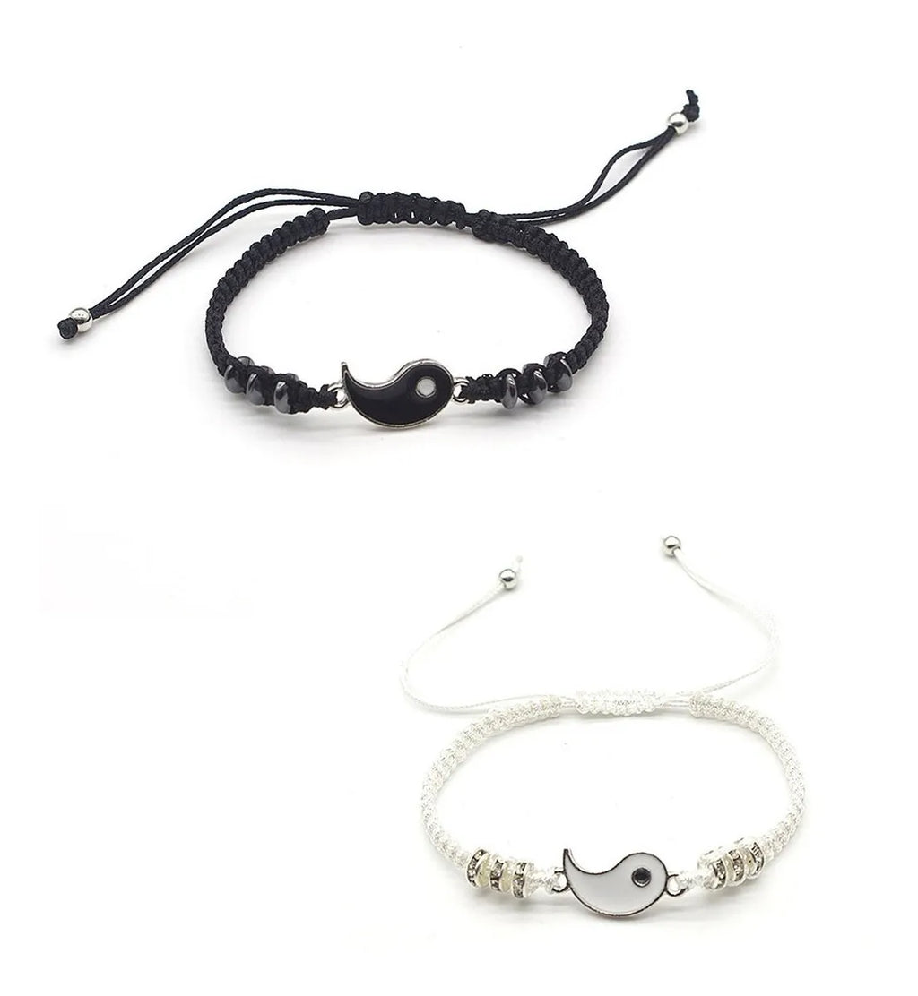 Pulsera De Pareja Yin Yang Brazalete Promesa Amor 1par Full Diámetro 15 cm