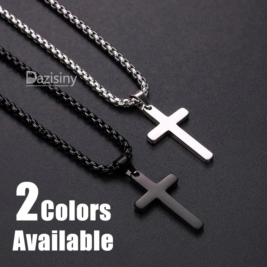 Dazisiny Collar Cadenas Cruz Dijes Hombres Joyeria Acero Inoxidable Plata.Regalos para novio y hombres,papá.Regalos de San Valentín