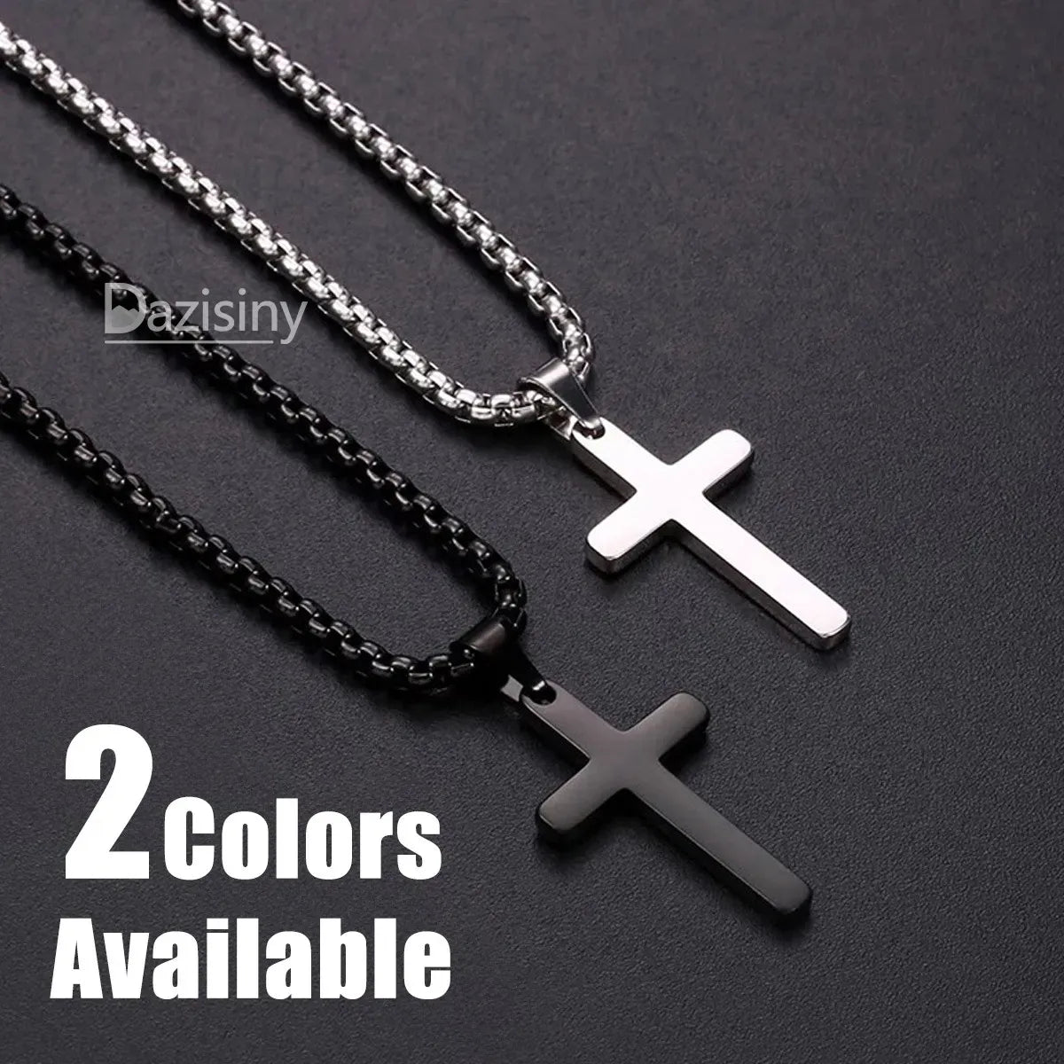 Dazisiny Collar Cadenas Cruz Dijes Hombres Joyeria Acero Inoxidable Plata.Regalos para novio y hombres,papá.Regalos de San Valentín