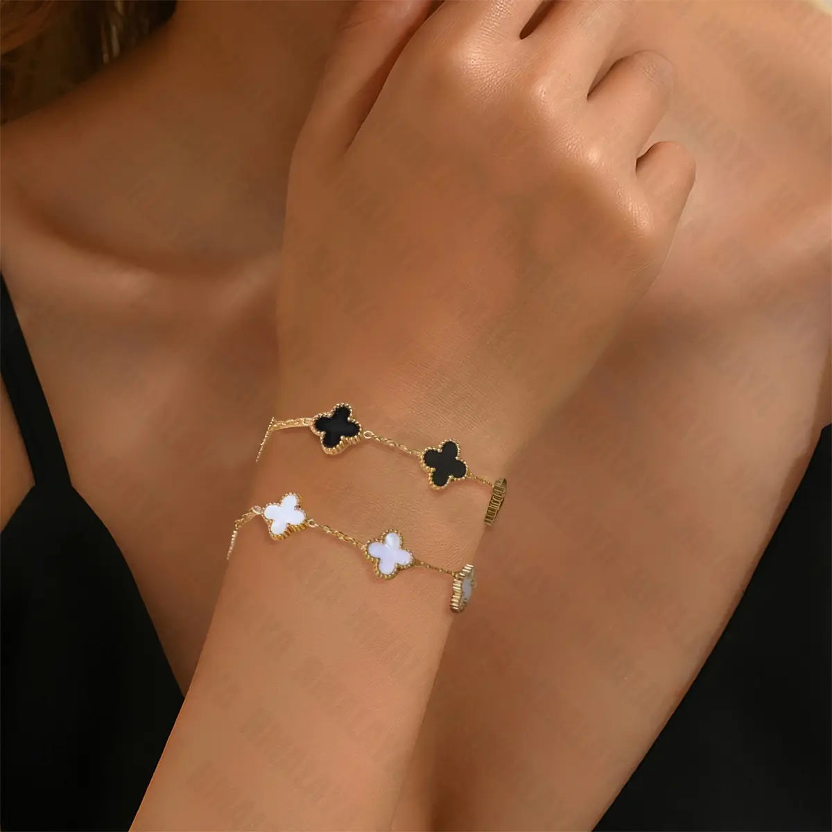 2 Pulsera Trébol Cuatro Acero Inoxidable Regalo Novia Mujer