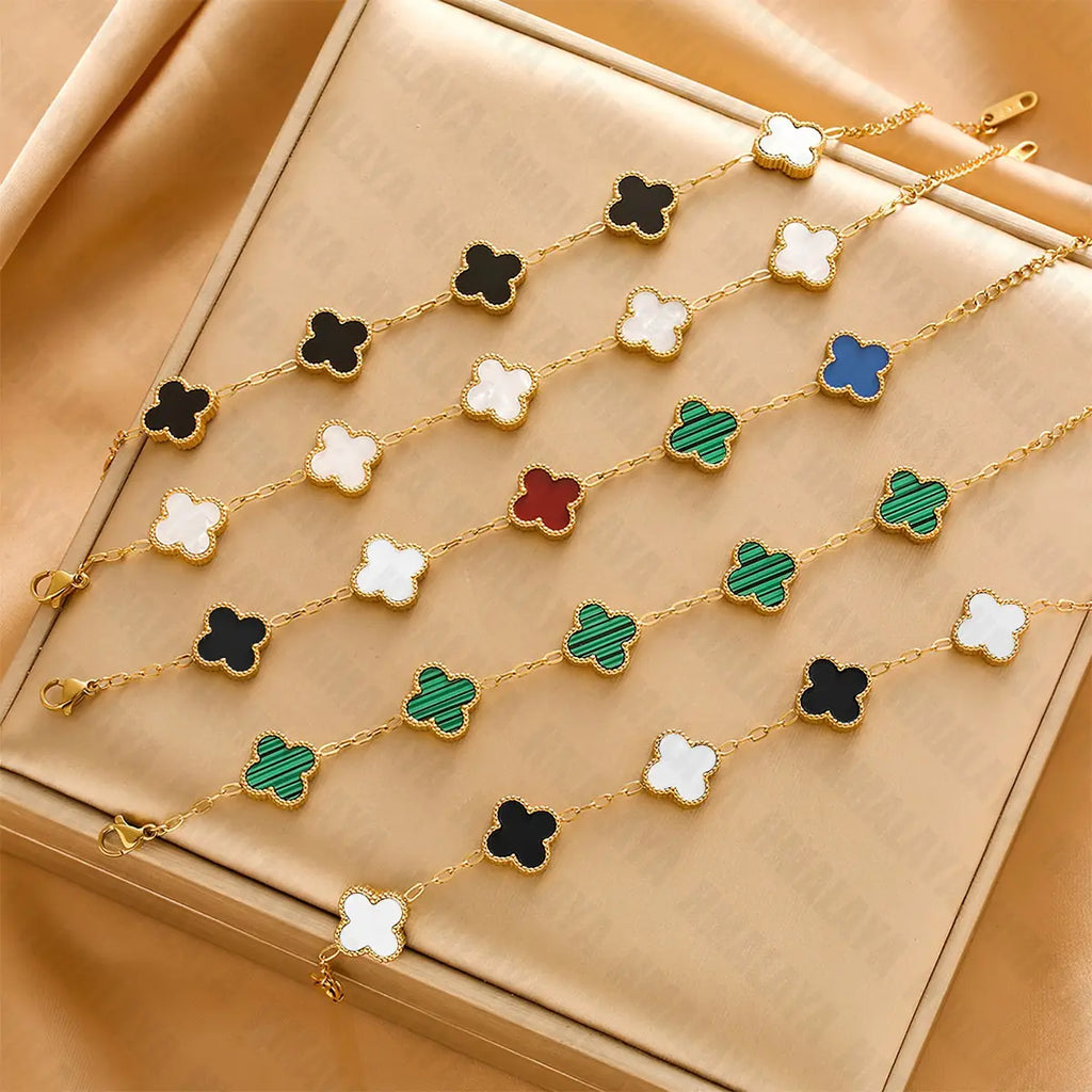 2 Pulsera Trébol Cuatro Acero Inoxidable Regalo Novia Mujer