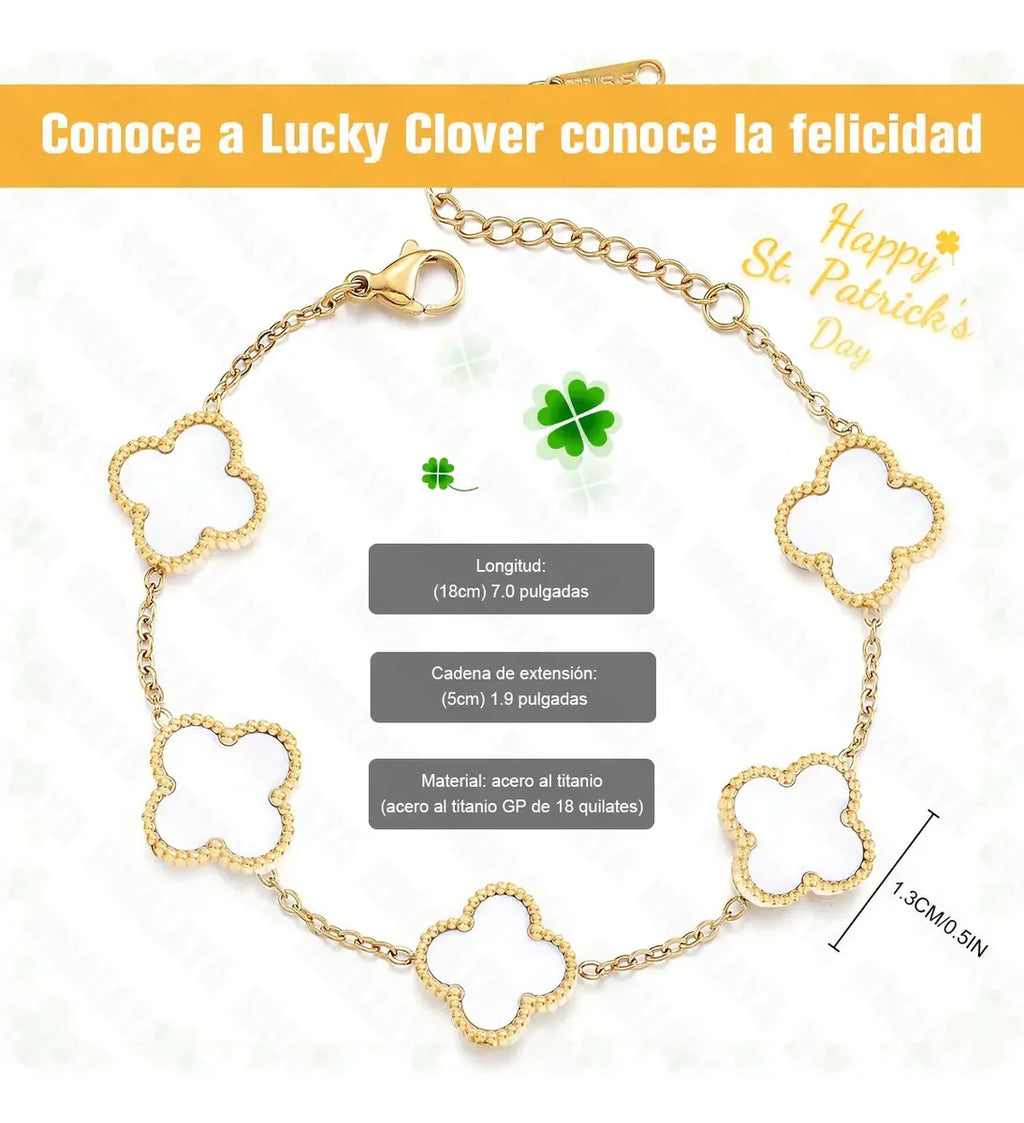 2 Pulsera Trébol Cuatro Acero Inoxidable Regalo Novia Mujer