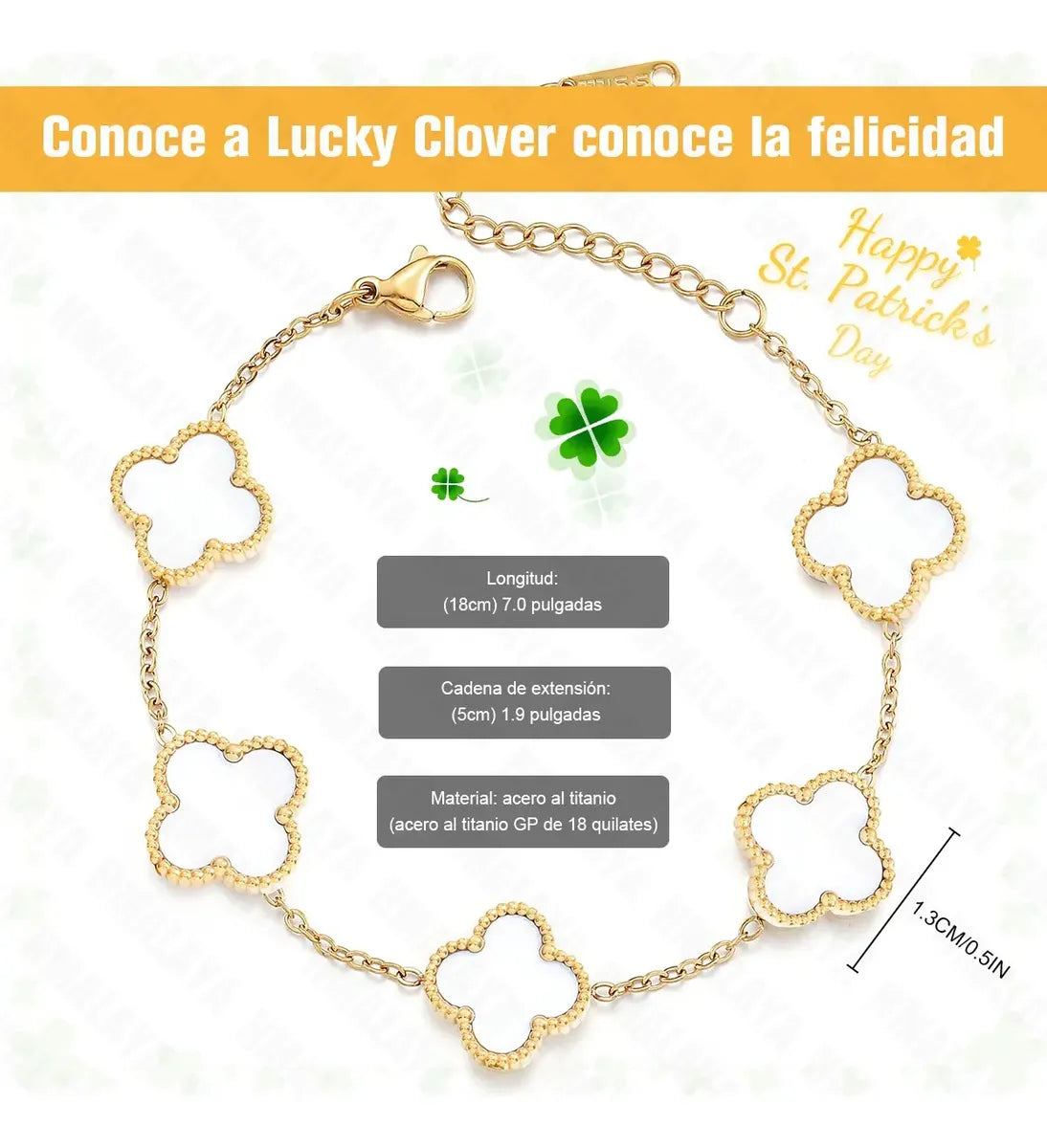 2 Pulsera Trébol Cuatro Acero Inoxidable Regalo Novia Mujer
