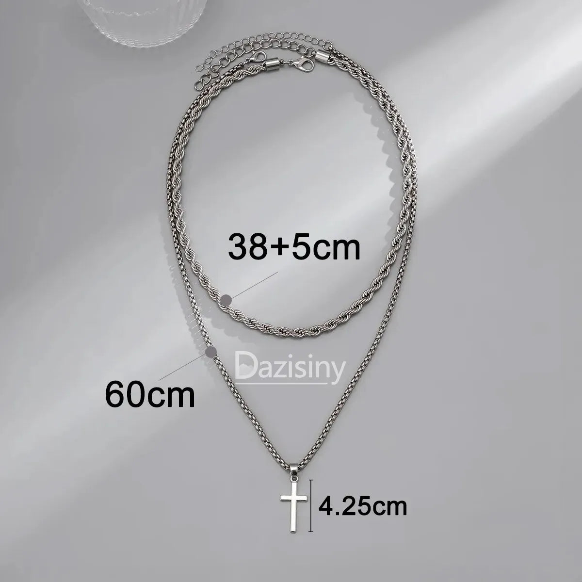 Dazisiny Collar Cadenas Cruz Dijes Hombres Joyeria Acero Inoxidable Plata.Regalos para novio y hombres,papá.Regalos de San Valentín