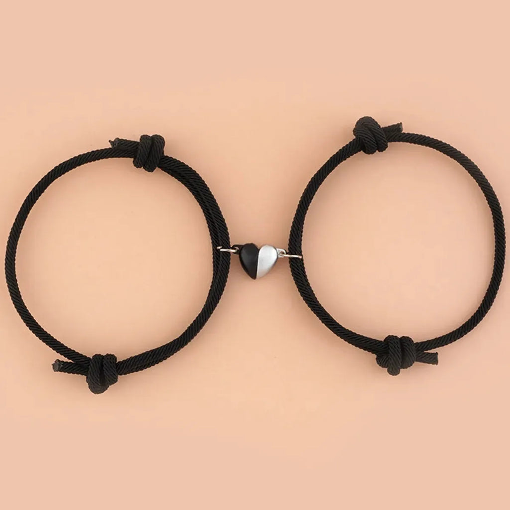 Dazisiny Pulseras Para Parejas Ajustables Con Imán Love,Amor Eterno Negro/negro.Regalos San Valentín.regalo de aniversario.Regalos para Hombre, Mujeres,Novio, Novia,pareja